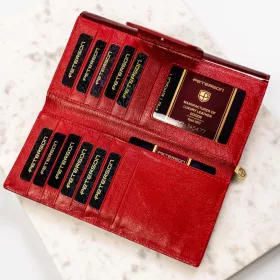   Peterson PTN BC-42100 piros női bőr pénztárca 19,5 x 10 x 3,5 cm