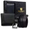 Peterson PTN N992-DOT BLACK fekete férfi bőr pénztárca, öv ajándék szett 125 cm