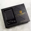 Peterson PTN N992-DOT BLACK fekete férfi bőr pénztárca, öv ajándék szett 125 cm