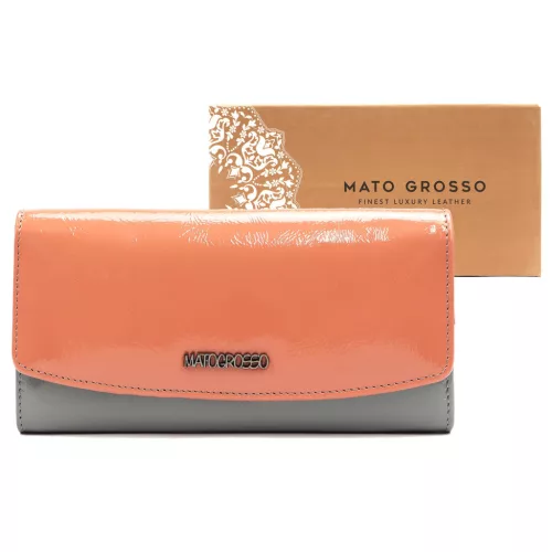 Mato Grosso 0720-75 RFID narancs-szürke női bőr pénztárca 18.5 x 9 x 4 cm