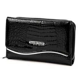   Jennifer Jones 5245-2 ZIP fekete női bőr pénztárca 14 x 9 x 3 cm