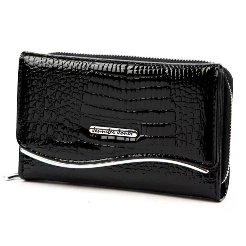 Jennifer Jones 5245-2 ZIP fekete női bőr pénztárca 14 x 9 x 3 cm