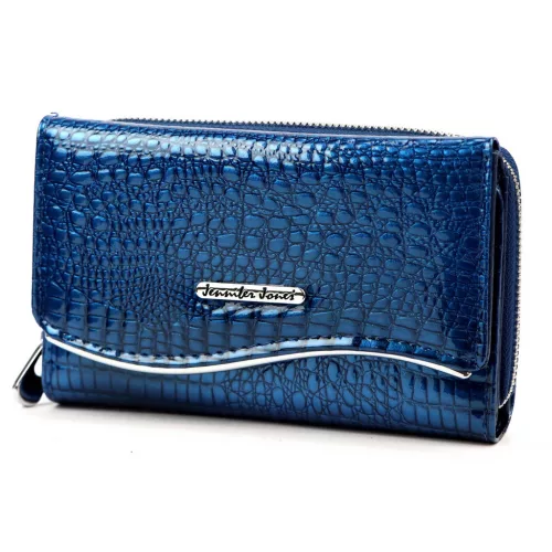 Jennifer Jones 5245-2 ZIP kék női bőr pénztárca 14 x 9 x 3 cm