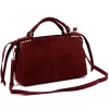 Camilla PREMIUM 10.008 bordó női velúr bőr kézitáska 35 x 23 x 16 cm