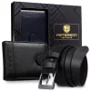 Peterson PTN SET N992L-DOT BLACK fekete férfi bőr öv, pénztárca szett 115 cm