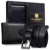 Peterson PTN SET N992L-DOT BLACK fekete férfi bőr öv, pénztárca szett 115 cm