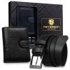 Peterson PTN SET N4L-DOT BLACK fekete férfi bőr pénztárca-öv ajándék szett 115 cm