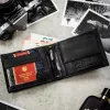 Peterson PTN SET N992-DOT BLACK fekete férf bőr pénztárca, öv ajándék szett 115 cm