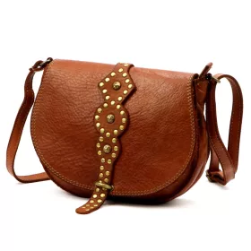 VS 037 konyakbarna női bőr oldaltáska 25 x 20 x 7 cm