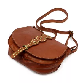 VS 037 konyakbarna női bőr oldaltáska 25 x 20 x 7 cm