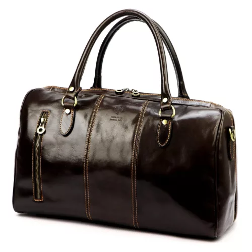 Gregorio 133 sötétbarna bőr utazótáska 45 x 28 x 24 cm