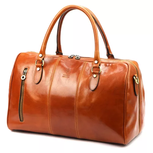 Gregorio 133 konyakbarna bőr utazótáska 45 x 28 x 24 cm