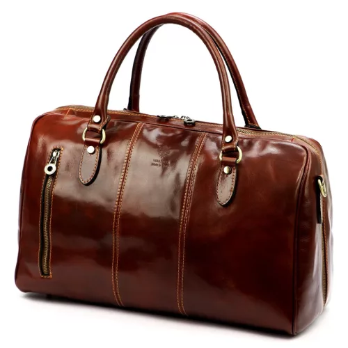 Gregorio 133 gesztenyebarna bőr utazótáska 45 x 28 x 24 cm