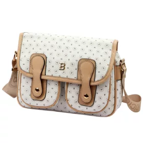 BRICIOLE 4195# fehér női rostbőr táska 28 x 20 x 13 cm