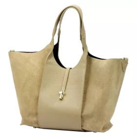   Luka 26-068 bézs női bőr válltáska, oldalpántal 45 x 30 x 16 cm