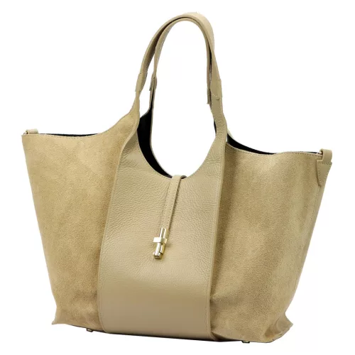 Luka 26-068 bézs női bőr válltáska, oldalpántal 45 x 30 x 16 cm