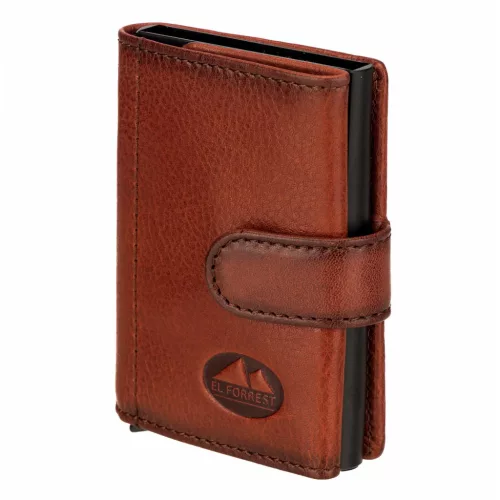 EL FORREST 931-29 RFID konyak férfi bőr pop-up kártyatartó 10 x 13 x 3 cm