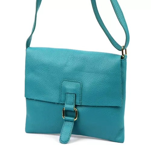 Luka 26-087 türkizkék női bőr oldaltáska, crossbody 25 x 20 x 4 cm
