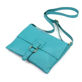   Luka 26-087 türkizkék női bőr oldaltáska, crossbody 25 x 20 x 4 cm