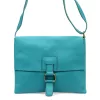 Luka 26-087 türkizkék női bőr oldaltáska, crossbody 25 x 20 x 4 cm