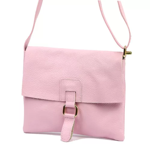 Luka 26-087 rózsaszín női bőr oldaltáska, crossbody 25 x 20 x 4 cm