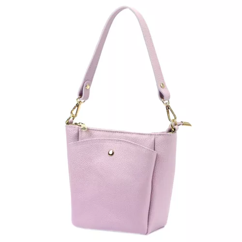 Luka 26-018 pasztell lila női bőr válltáska oldalpántal 21 x 20 x 11 cm