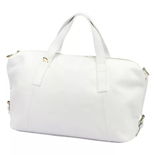Luka 26-091 fehér női bőr kézitáska, utazótáska 47 x 28 x 17 cm