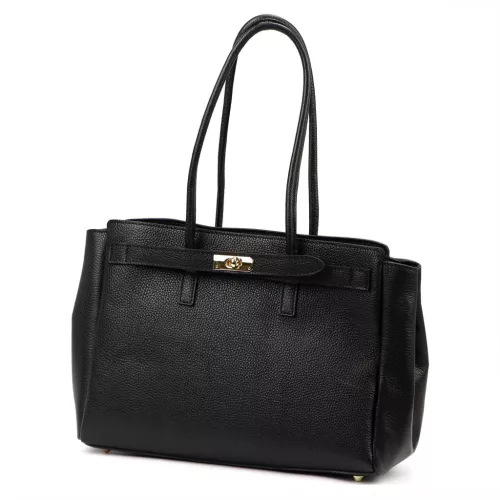 Camilla PREMIUM 10.004 fekete női bőr válltáska 37 x 24 x 14 cm