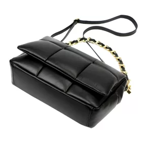   Camilla PREMIUM 10.011 fekete női bőr oldaltáska, láncos kézi fogóval 33 x 20 x 12 cm