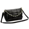Camilla PREMIUM 10.011 fekete női bőr oldaltáska, láncos kézi fogóval 33 x 20 x 12 cm