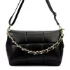 Camilla PREMIUM 10.011 fekete női bőr oldaltáska, láncos kézi fogóval 33 x 20 x 12 cm