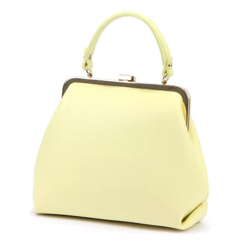 Luka 24-024 pasztell sárga női bőr kézitáska oldalpánttal 27 x 23 x 11 cm