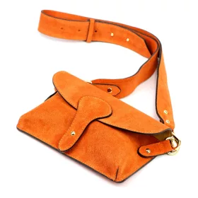   Luka 24-071 mandarin narancssárga női velúr bőr oldaltáska 22.5 x 14.5 x 4.5 cm