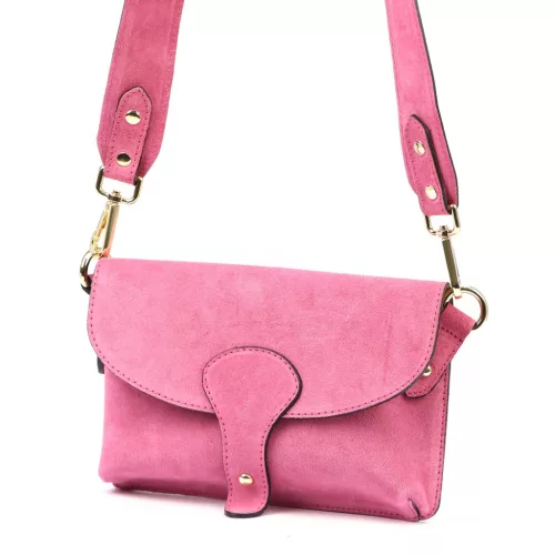 Luka 24-071 rózsaszín női velúr bőr oldaltáska 22.5 x 14.5 x 4.5 cm