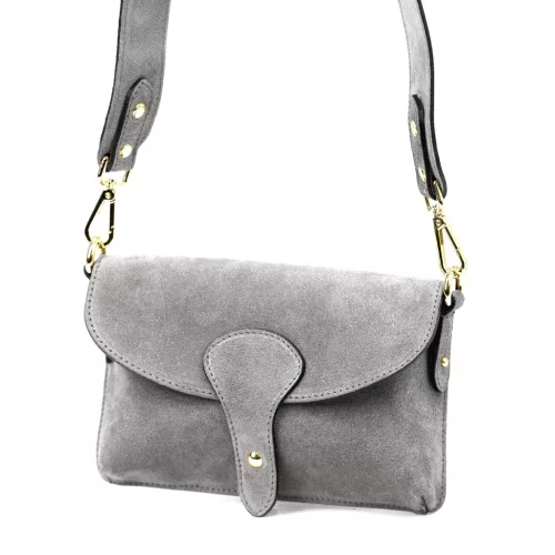 Luka 24-071 szürke női velúr bőr  oldaltáska 22.5 x 14.5 x 4.5 cm
