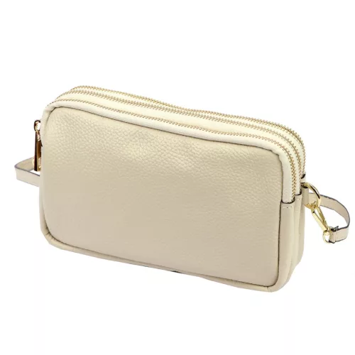 Luka 26-088 bézs női bőr oldaltáska, crossbody 22 x 13 x 7 cm
