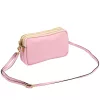Luka 26-088 pasztell rózsaszín női bőr oldaltáska, crossbody 22 x 13 x 7 cm