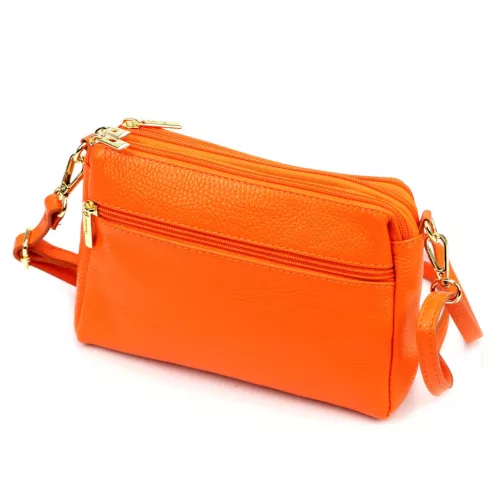 Luka 26-092 mandarin narancssárga női bőr oldaltáska, crossbody 23 x 15 x 7 cm