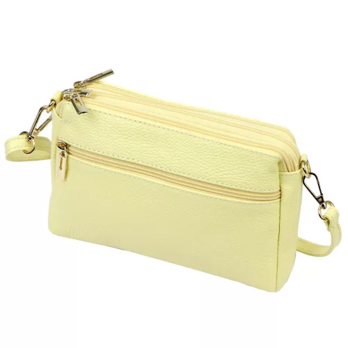 Luka 26-092 halvány sárga női bőr oldaltáska, crossbody 23 x 15 x 7 cm