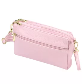   Luka 26-092 pasztell rózsaszín női bőr oldaltáska, crossbody 23 x 15 x 7 cm