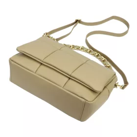   Camilla PREMIUM 10.011 taupe női bőr oldaltáska, láncos kézi fogóval 33 x 20 x 12 cm