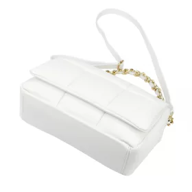   Camilla PREMIUM 10.011 fehér női bőr oldaltáska, láncos kézi fogóval 33 x 20 x 12 cm