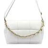 Camilla PREMIUM 10.011 fehér női bőr oldaltáska, láncos kézi fogóval 33 x 20 x 12 cm