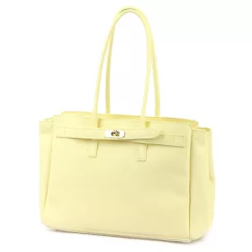   Camilla PREMIUM 10.004 pasztell sárga női bőr válltáska 37 x 24 x 14 cm