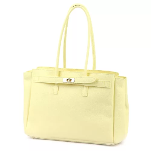 Camilla PREMIUM 10.004 pasztell sárga női bőr válltáska 37 x 24 x 14 cm
