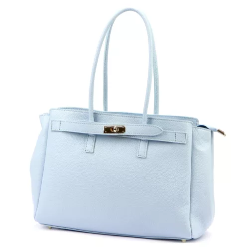Camilla PREMIUM 10.004  pasztell kék női bőr válltáska 37 x 24 x 14 cm