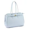 Camilla PREMIUM 10.004  pasztell kék női bőr válltáska 37 x 24 x 14 cm