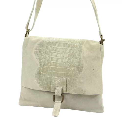 Luka 26-076 CROCO bézs női bőr kézitáska 31 x 26 x 5 cm