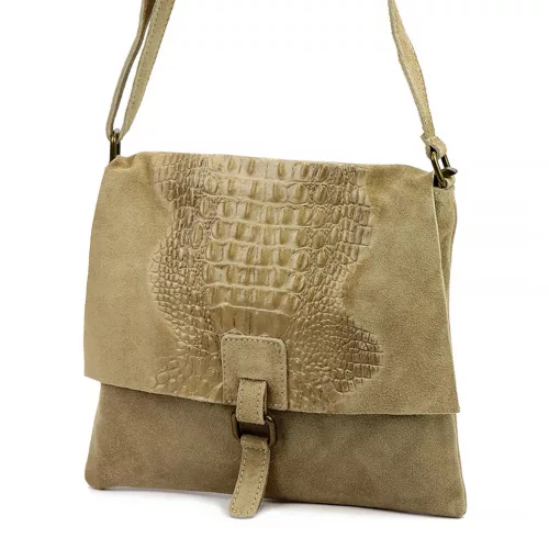 Luka 26-076 CROCO taupe női bőr kézitáska 31 x 26 x 5 cm