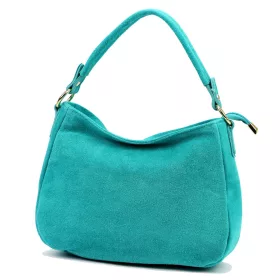   Luka 24-085 GOLD türkiz női velúr bőr kézitáska, vállpánttal 31 x 23 x 8 cm